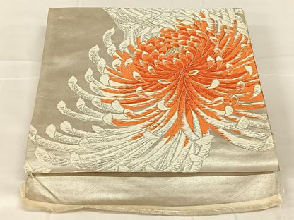 平和屋着物◎西陣　六通柄袋帯　唐織　乱菊　銀糸　正絹　逸品　AABM9153dk