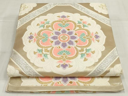 平和屋着物◎六通柄袋帯　正倉院花文　金銀糸　正絹　逸品　AABM9161ou