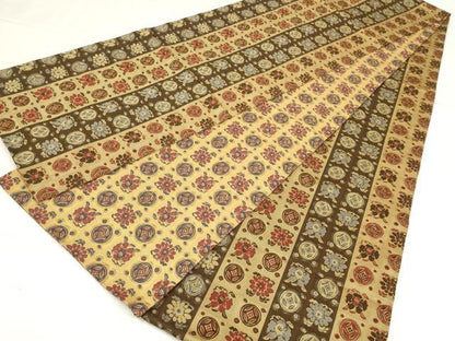 平和屋着物◎両面　全通柄袋帯　市松花丸文　正絹　逸品　未使用　AABM9163ou