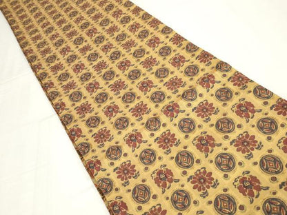 平和屋着物◎両面　全通柄袋帯　市松花丸文　正絹　逸品　未使用　AABM9163ou