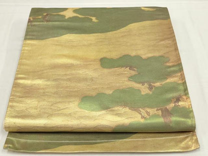 平和屋着物◎六通柄袋帯　松文　引箔　正絹　逸品　AABM9171ou