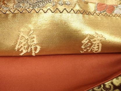 平和屋着物◎六通柄袋帯　唐織　錦繍　金糸　謹河製　正絹　逸品　AABM9183ou