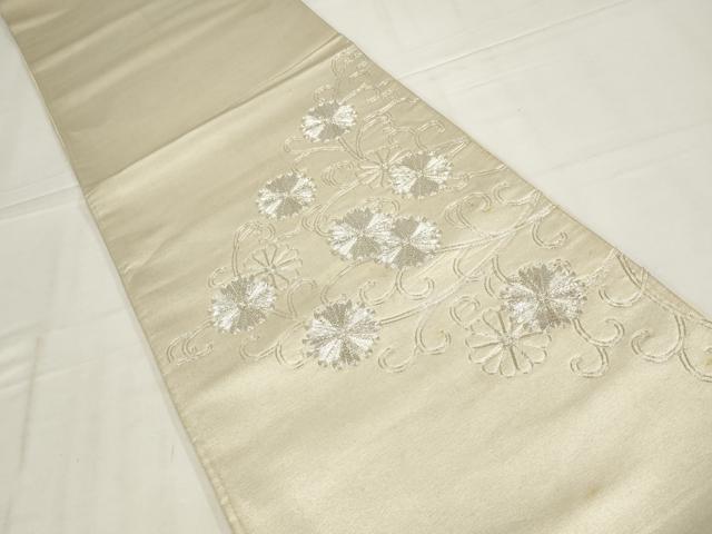 平和屋着物◎太鼓柄袋帯　花唐草文　銀糸　正絹　逸品　AABM9199ou