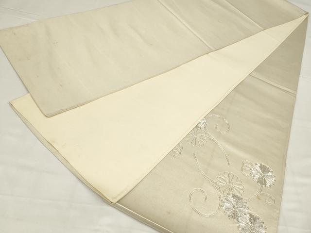 平和屋着物◎太鼓柄袋帯　花唐草文　銀糸　正絹　逸品　AABM9199ou
