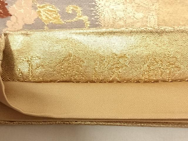平和屋着物◎六通柄袋帯　唐織　正倉院錦　色紙重ね花鳥文　金糸　正絹　逸品　AABM9229dk