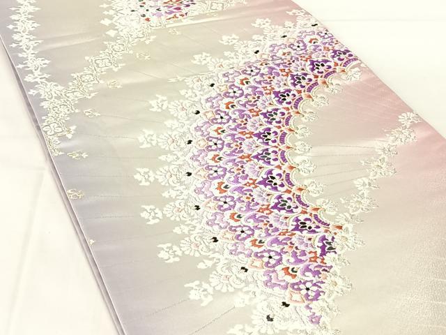 平和屋着物◎六通柄袋帯　唐織　飾花文　金銀糸　正絹　逸品　AABM9235dk
