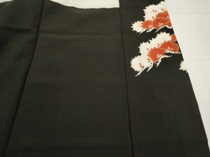 平和屋着物■豪華黒留袖　刺繍　鳳凰枝松文　金糸　金彩　正絹　逸品　AABM9334st