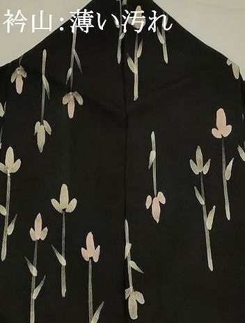 平和屋着物■上質な小紋　ろうけつ染め　草花文　黒地　正絹　逸品　AABM9340st