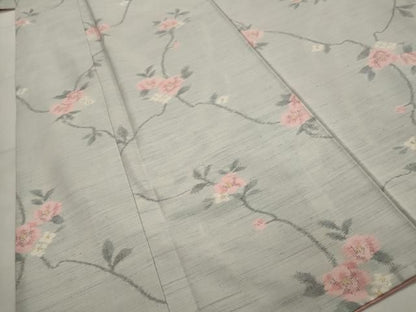 平和屋着物■上質な紬　枝花文　正絹　逸品　AABM9438st