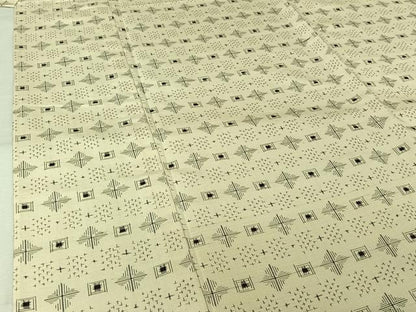 平和屋着物▽上質な紬　単衣　幾何学文様　正絹　逸品　AABM9530jh