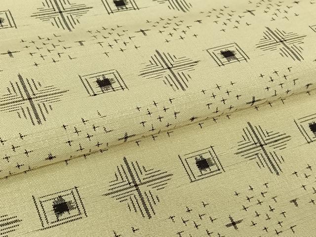 平和屋着物▽上質な紬　単衣　幾何学文様　正絹　逸品　AABM9530jh