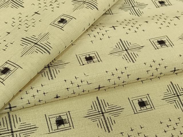 平和屋着物▽上質な紬　単衣　幾何学文様　正絹　逸品　AABM9530jh