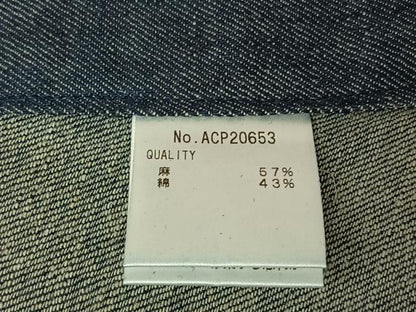 平和屋着物▽デニム着物　単衣　霞文　ロング丈　AABM9537jh