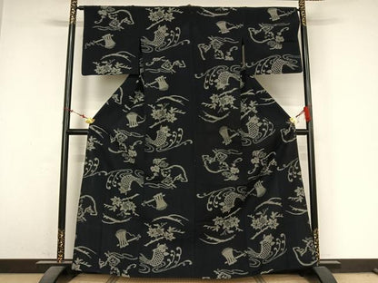平和屋着物●久留米絣　単衣　金太郎　綿　逸品　AABM9620jh