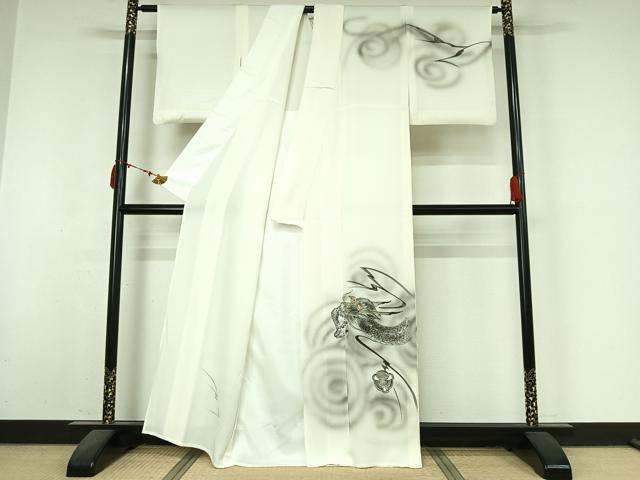 平和屋着物●訪問着　単衣　作家物　龍　暈し染め　金彩　正絹　逸品　AABM9661jh