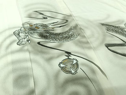 平和屋着物●訪問着　単衣　作家物　龍　暈し染め　金彩　正絹　逸品　AABM9661jh