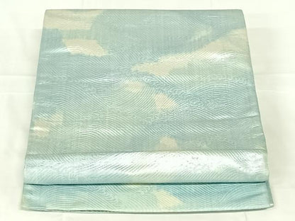 平和屋着物◎全通柄袋帯　立波文　銀糸　正絹　逸品　AABM9763dk