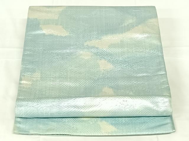 平和屋着物◎全通柄袋帯　立波文　銀糸　正絹　逸品　AABM9763dk