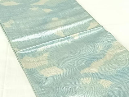平和屋着物◎全通柄袋帯　立波文　銀糸　正絹　逸品　AABM9763dk