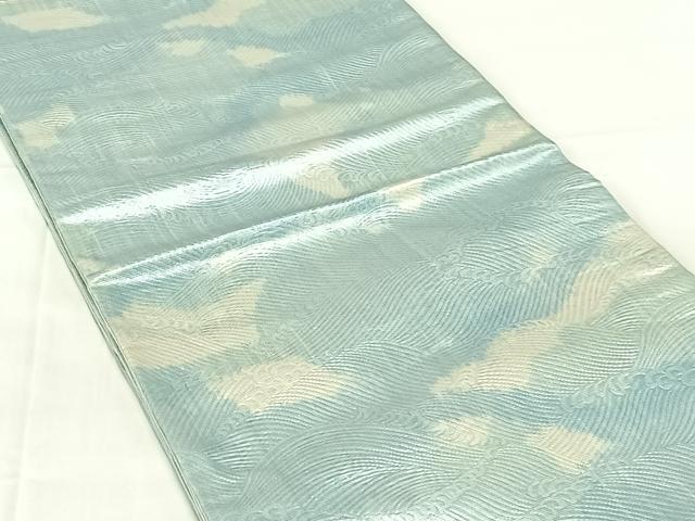 平和屋着物◎全通柄袋帯　立波文　銀糸　正絹　逸品　AABM9763dk