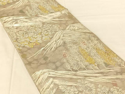 平和屋着物◎六通柄袋帯　唐織　古都の四季　錦引箔　金銀糸　正絹　逸品　AABM9765dk