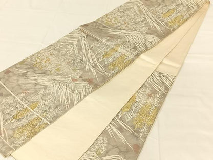 平和屋着物◎六通柄袋帯　唐織　古都の四季　錦引箔　金銀糸　正絹　逸品　AABM9765dk
