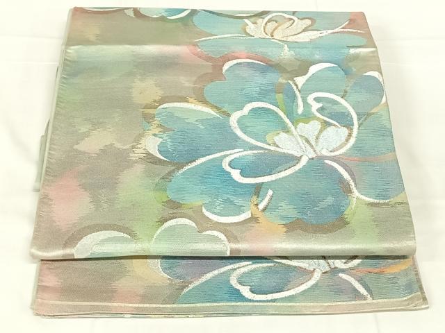 平和屋着物◎六通柄袋帯　花尽くし　金銀糸　正絹　逸品　AABM9766dk