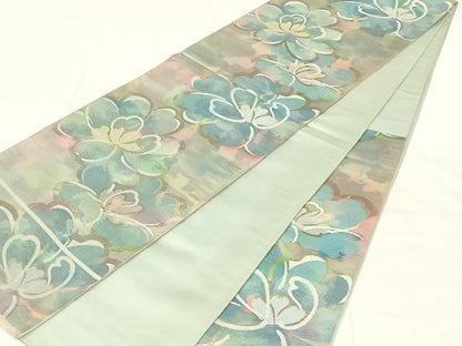 平和屋着物◎六通柄袋帯　花尽くし　金銀糸　正絹　逸品　AABM9766dk