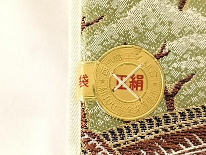 平和屋着物◎西陣　六通柄袋帯　唐織　人物風景文　金糸　正絹　逸品　AABM9781dk