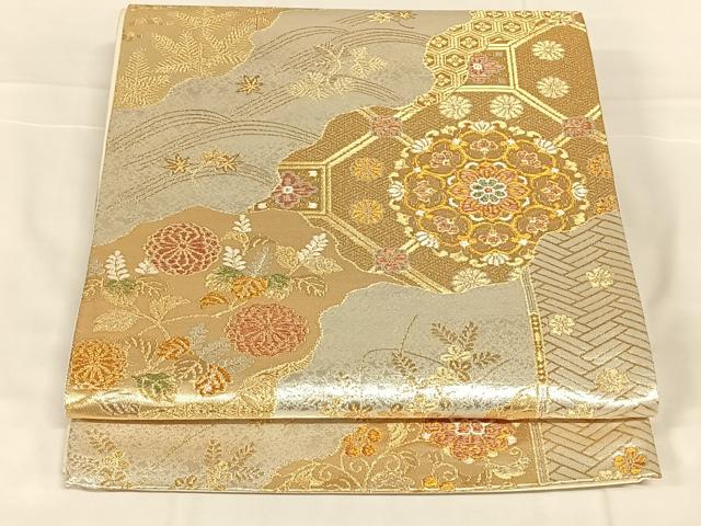 平和屋着物◎六通柄袋帯　正倉院花文　金銀糸　正絹　逸品　AABM9786dk