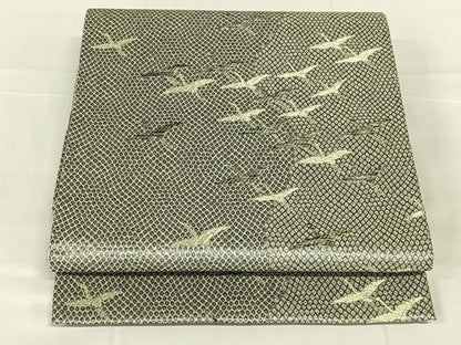 平和屋着物◎六通柄袋帯　飛鶴文　金銀糸　正絹　逸品　AABM9788dk