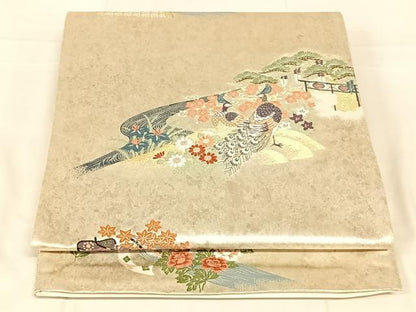 平和屋着物◎六通柄袋帯　唐織　鴛鴦花文　金銀糸　引箔　正絹　逸品　AABM9790dk