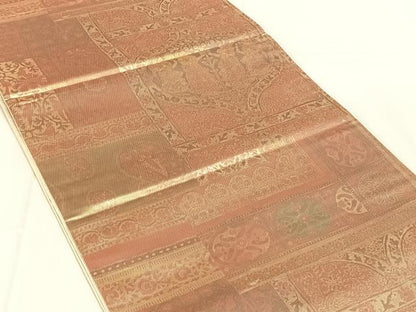 平和屋着物◎六通柄袋帯　人物風景文　金糸　正絹　逸品　AABM9792dk