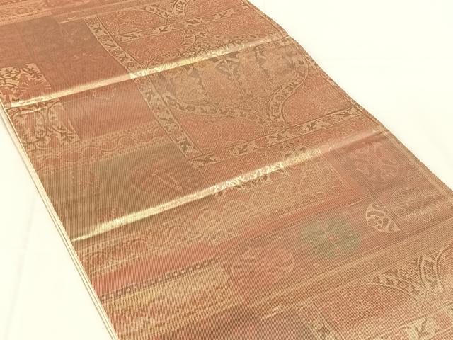 平和屋着物◎六通柄袋帯　人物風景文　金糸　正絹　逸品　AABM9792dk