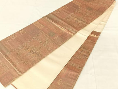 平和屋着物◎六通柄袋帯　人物風景文　金糸　正絹　逸品　AABM9792dk