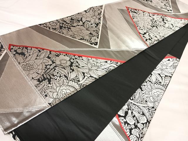 平和屋着物◎西陣　六通柄袋帯　唐織　更紗花文　銀糸　正絹　逸品　AABM9805yx