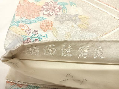 平和屋着物◎六通柄袋帯　唐織　扇面佐賀良　金銀糸　正絹　逸品　AABM9812yx