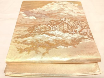 平和屋着物◎六通柄袋帯　山頂の朝　金糸　引箔　正絹　逸品　AABM9813yx
