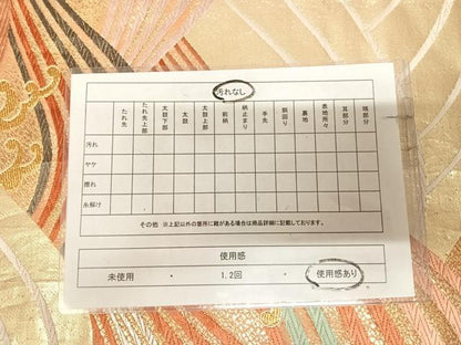 平和屋着物◎六通柄袋帯　唐織　立波流水文　金銀糸　正絹　逸品　AABM9818yx
