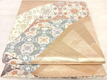 平和屋着物◎六通柄袋帯　唐織　青海雲取華紋　金糸　正絹　逸品　AABM9821yx