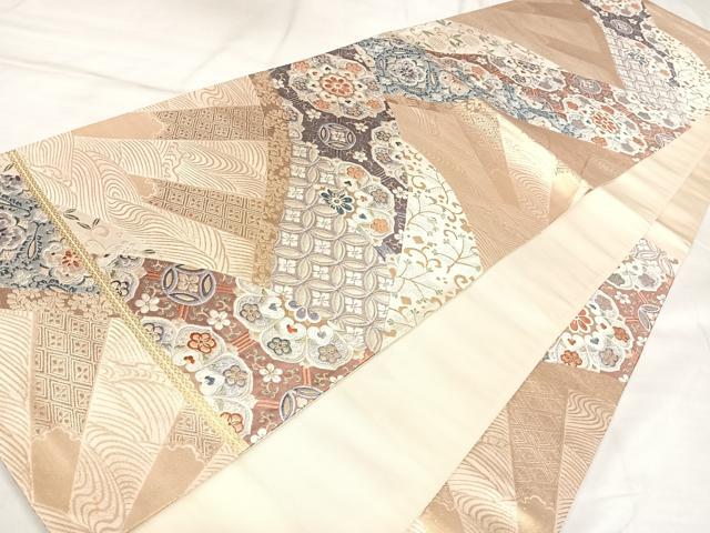 平和屋着物◎六通柄袋帯　唐織　青海雲取華紋　金糸　正絹　逸品　AABM9821yx