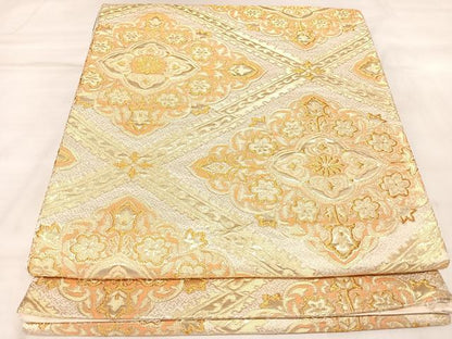 平和屋着物◎六通柄袋帯　花菱文　金糸　正絹　逸品　AABM9826yx