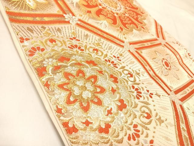 平和屋着物◎六通柄　本袋帯　唐織　蜀江花文　金銀糸　正絹　逸品　AABM9827yx