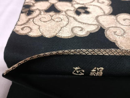 平和屋着物◎六通柄袋帯　舞花文　黒地　金銀糸　正絹　逸品　AABM9833yx
