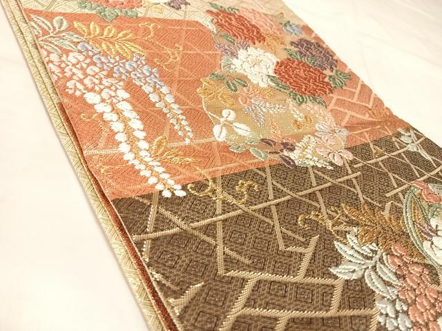 平和屋着物◎佐賀錦　六通柄袋帯　唐織　能衣花丸文　金糸　正絹　逸品　AABM9839yx