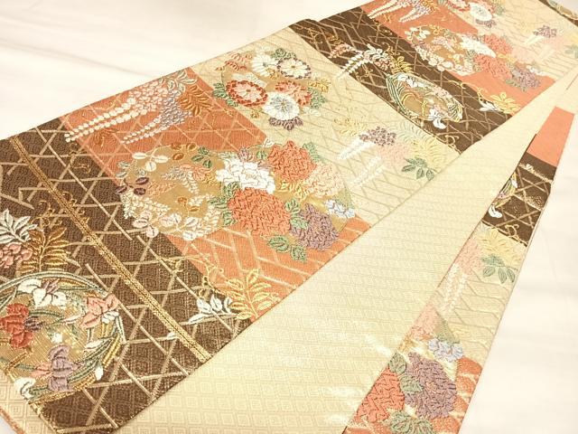 平和屋着物◎佐賀錦　六通柄袋帯　唐織　能衣花丸文　金糸　正絹　逸品　AABM9839yx