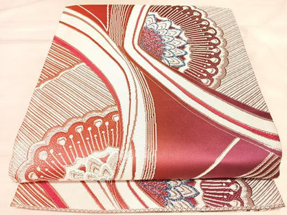 平和屋着物◎両面全通柄袋帯　孔雀羽文　銀糸　正絹　逸品　AABM9840yx