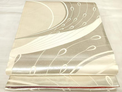 平和屋着物◎両面全通柄袋帯　孔雀羽文　銀糸　正絹　逸品　AABM9840yx