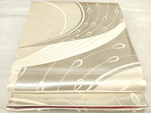 平和屋着物◎両面全通柄袋帯　孔雀羽文　銀糸　正絹　逸品　AABM9840yx