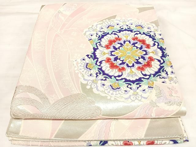 平和屋着物◎六通柄袋帯　唐織　熨斗華紋　金銀糸　正絹　逸品　AABM9847yx
